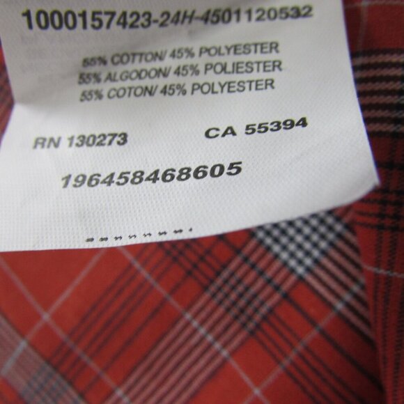 Wrangler Riata Men's Long Sleeve Classic Fit Plaid Button Shirt  Red/Navy - Picture 2 of 2